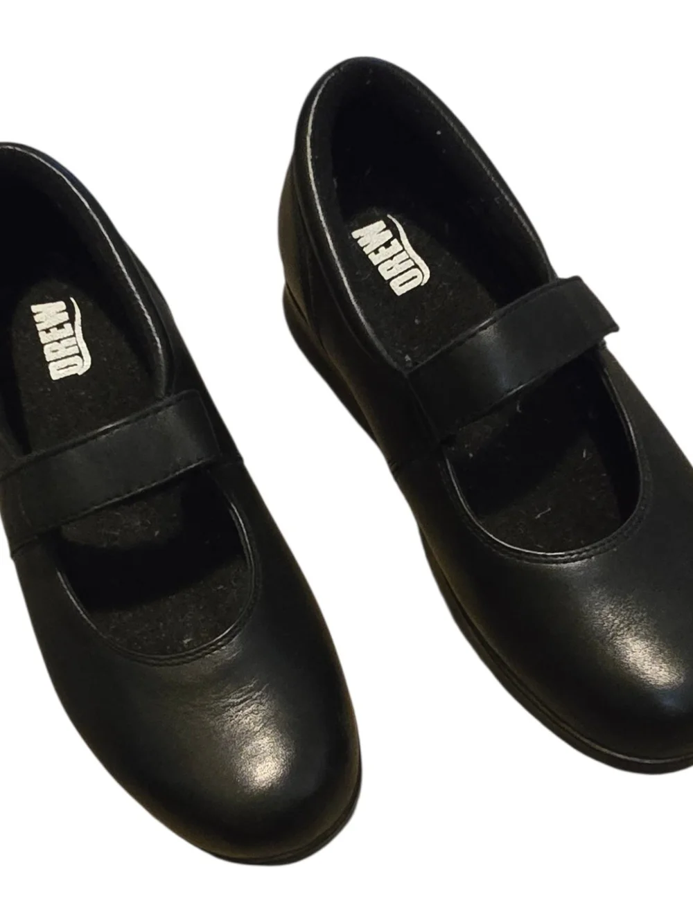 Drew Mary Jane Black Leather Orthopedic Comfort Shoes Women's 7.5 W Wide